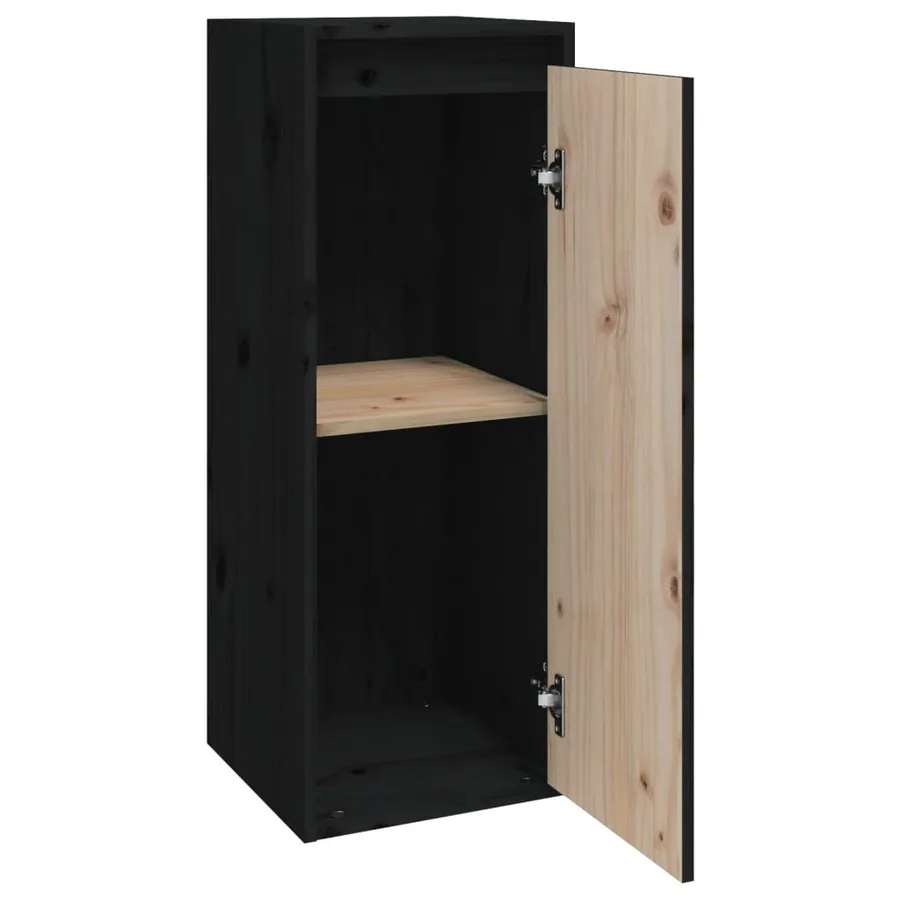 Armoires murales 2 pcs Noir 30x30x80 cm Bois de pin massif - 7