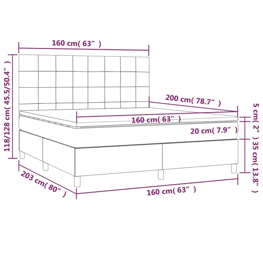 Sommier à lattes de lit avec matelas Taupe 160x200 cm Tissu - 6