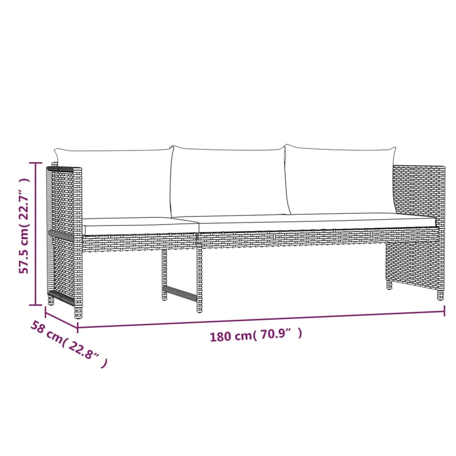 Salon de jardin 6 pcs avec coussins résine tressée gris - 11