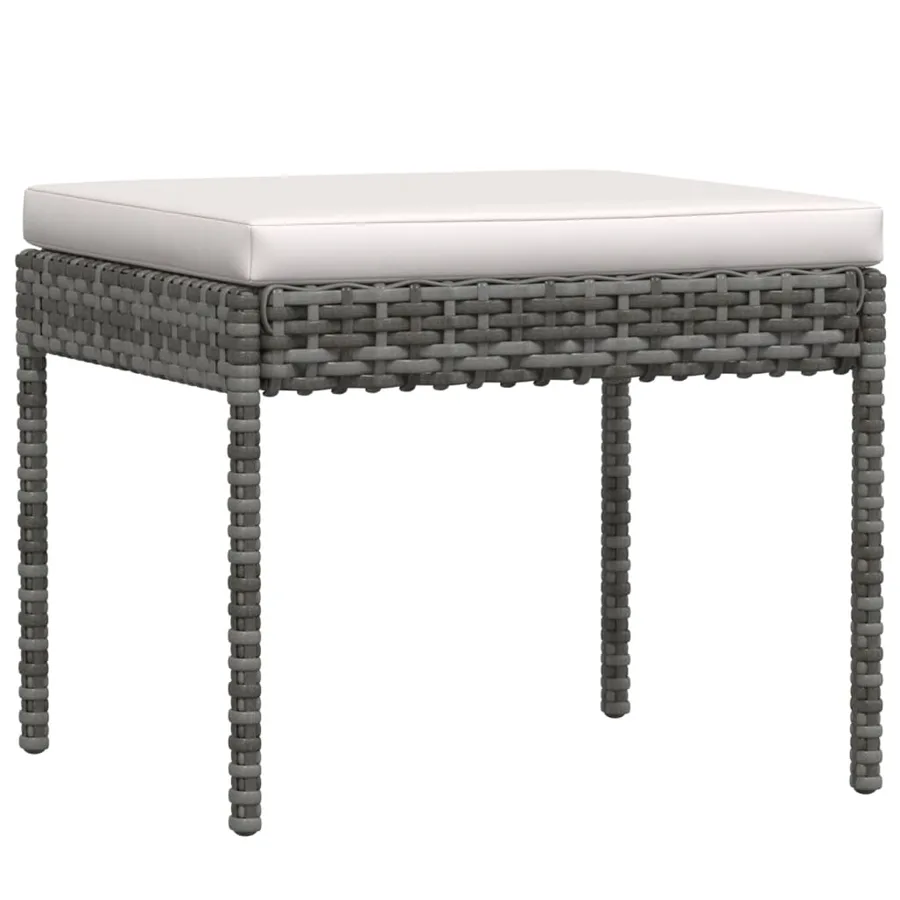 Salon de jardin 6 pcs avec coussins résine tressée gris - 9