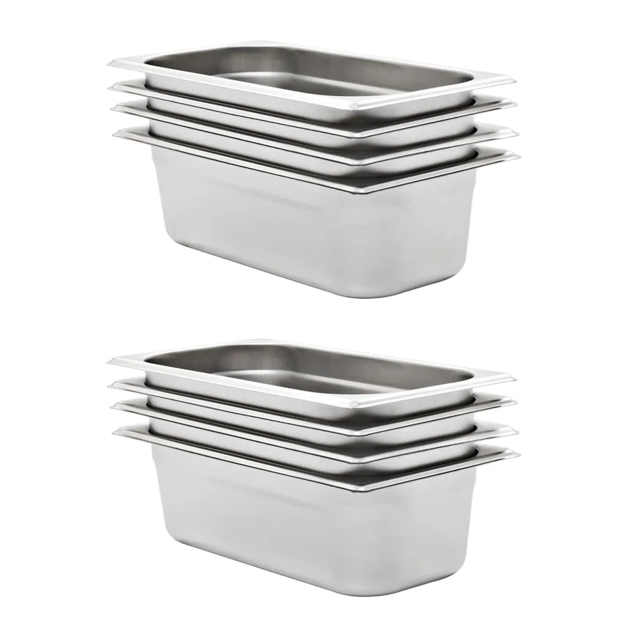 Récipients Gastronorm 8 pcs GN 1/3 100 mm Acier inoxydable