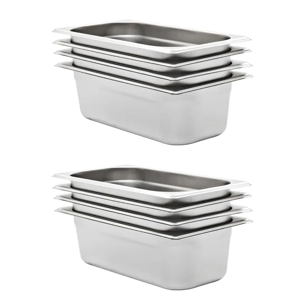 Récipients Gastronorm 8 pcs GN 1/3 100 mm Acier inoxydable