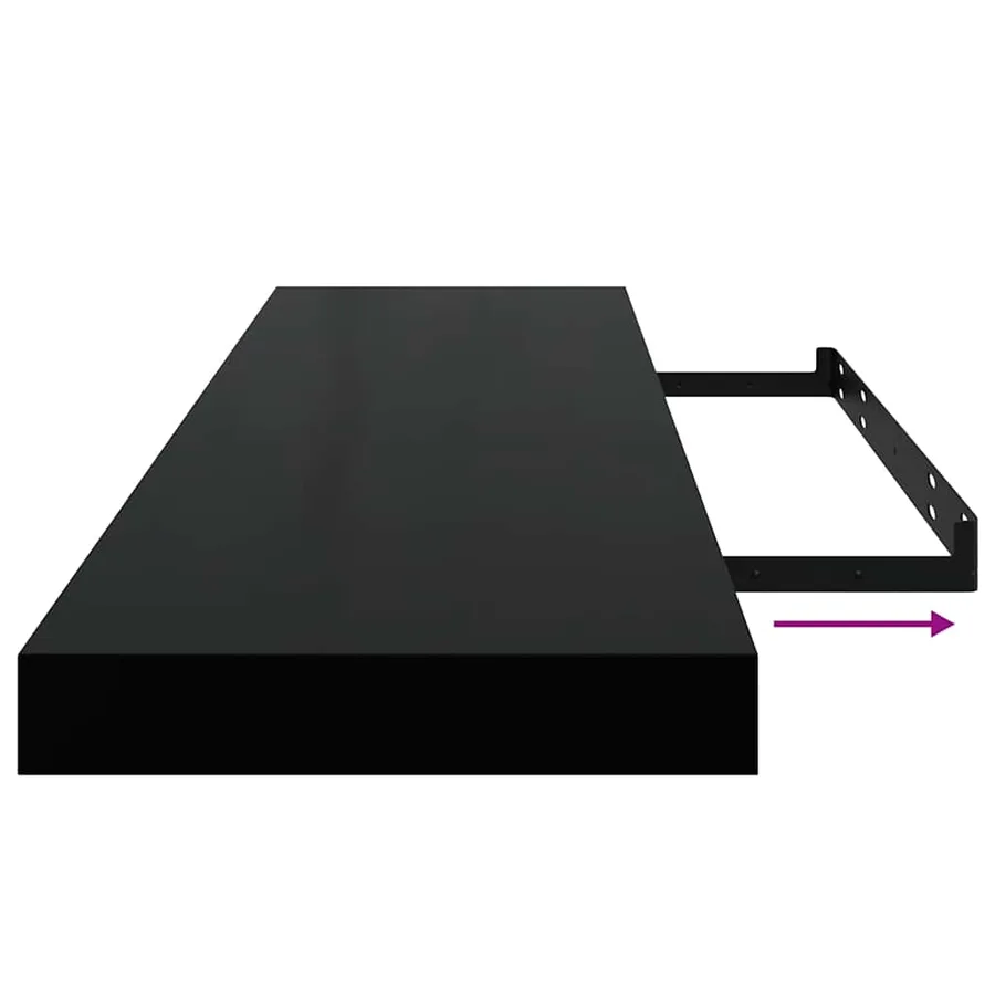 Étagère murale flottante 4 pcs Noir brillant 90x23,5x3,8 cm MDF - 11