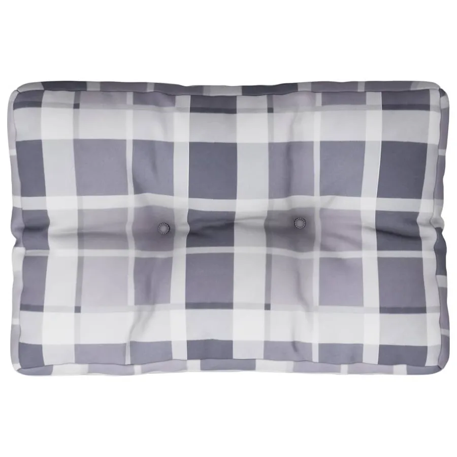 Coussin de palette motif à carreaux gris 50x40x12 cm tissu - 2