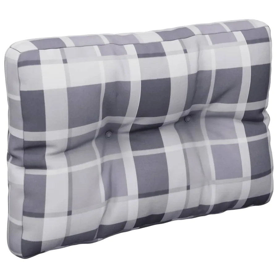 Coussin de palette motif à carreaux gris 50x40x12 cm tissu - 4