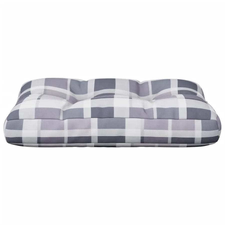 Coussin de palette motif à carreaux gris 50x40x12 cm tissu - 5