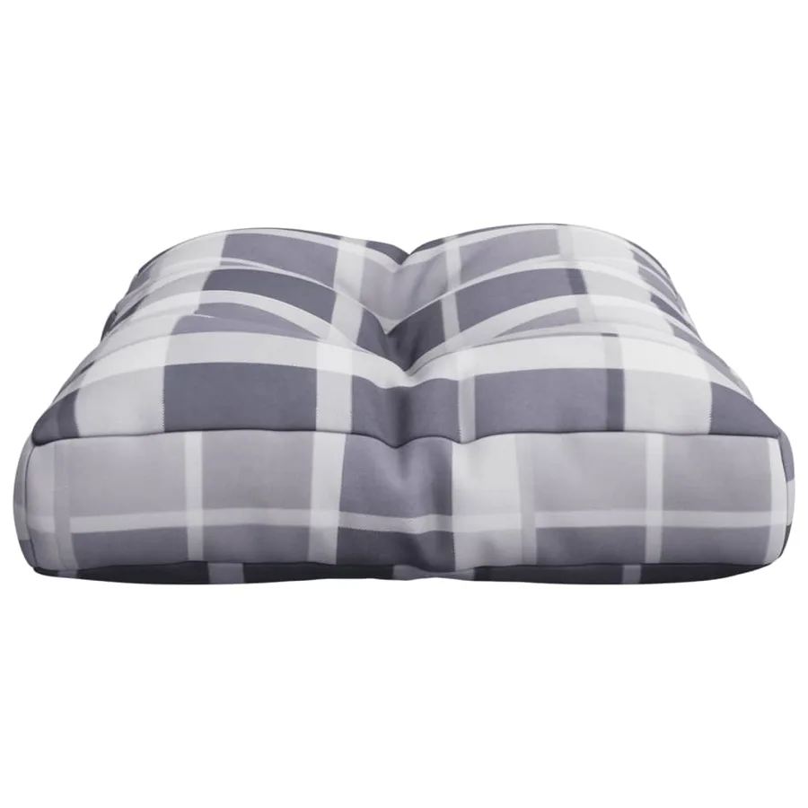 Coussin de palette motif à carreaux gris 50x40x12 cm tissu - 6