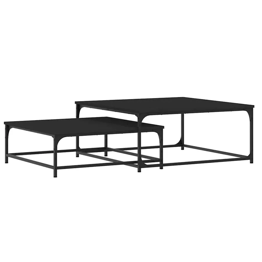 Tables basses gigognes 2 pcs noir bois d'ingénierie - 2
