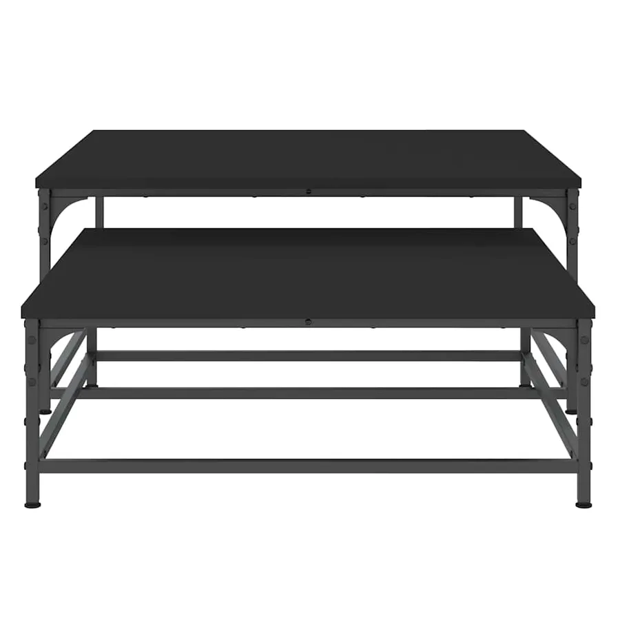 Tables basses gigognes 2 pcs noir bois d'ingénierie - 5