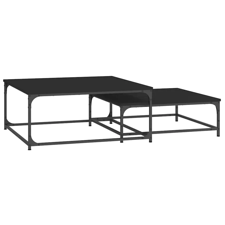 Tables basses gigognes 2 pcs noir bois d'ingénierie - 6