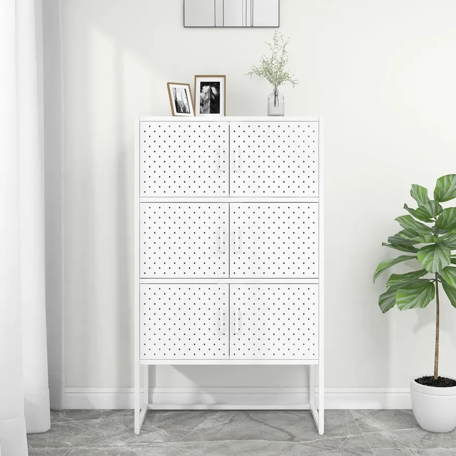 Buffet haut Blanc 80x35x135 cm Acier
