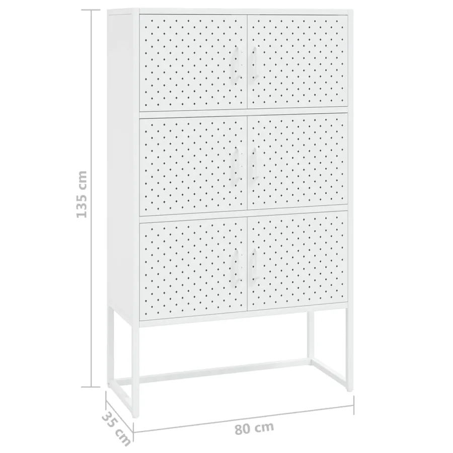 Buffet haut Blanc 80x35x135 cm Acier - 11