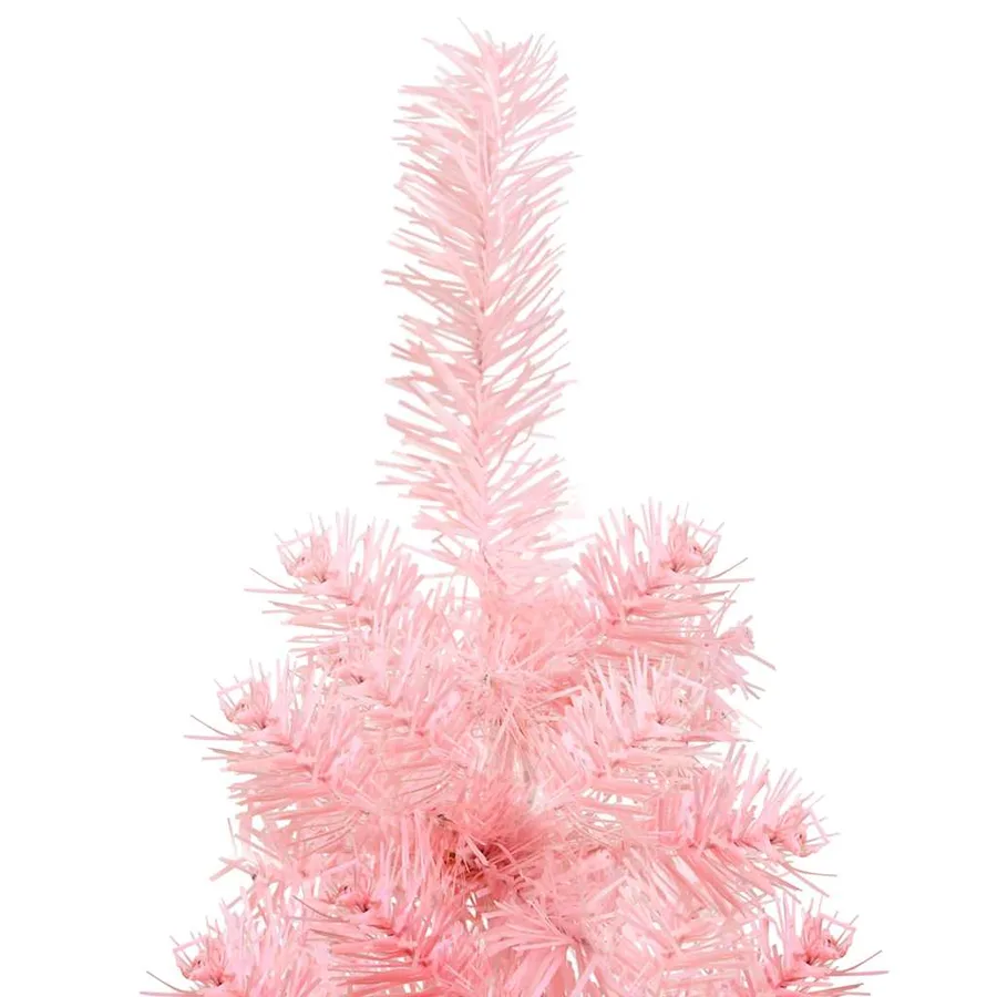 Demi sapin de Noël artificiel mince avec support Rose 150 cm - 6