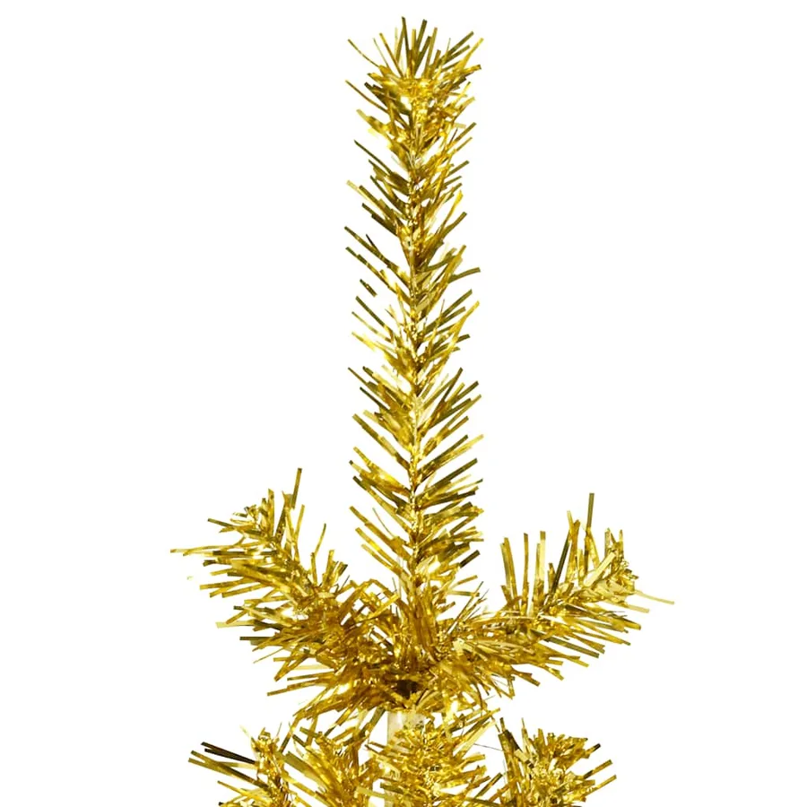 Demi sapin de Noël artificiel mince avec support Doré 180 cm - 5