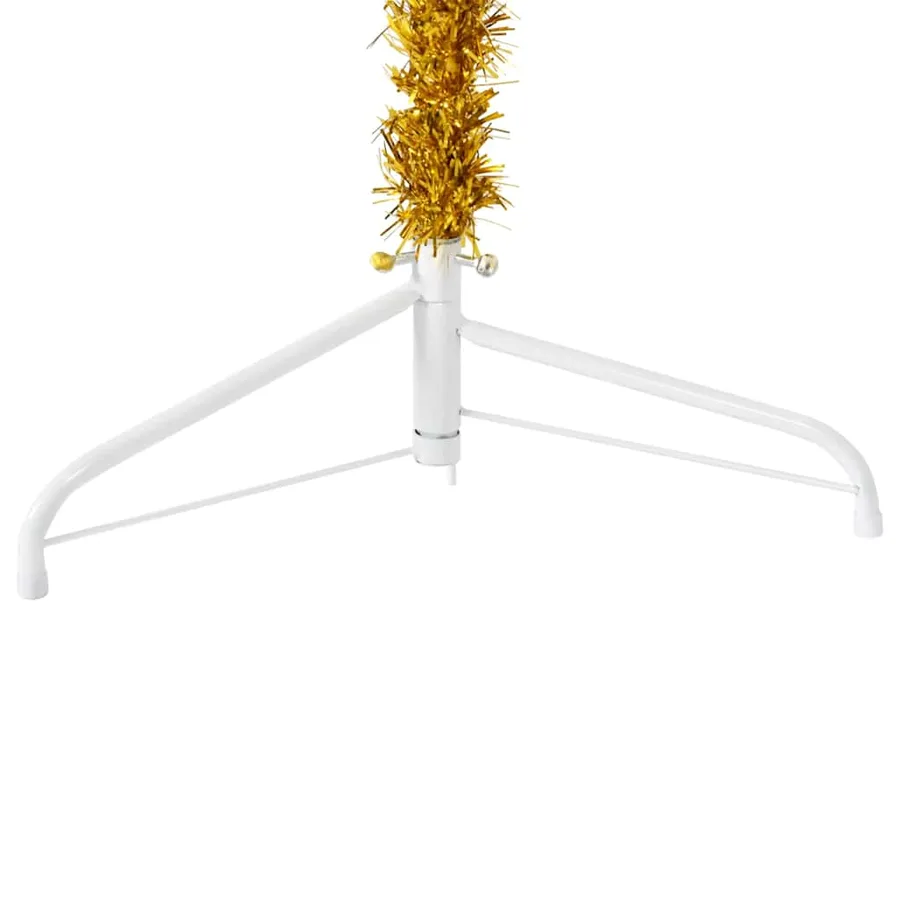 Demi sapin de Noël artificiel mince avec support Doré 180 cm - 6