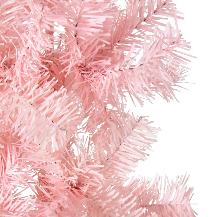 Demi sapin de Noël artificiel mince avec support Rose 210 cm - 5