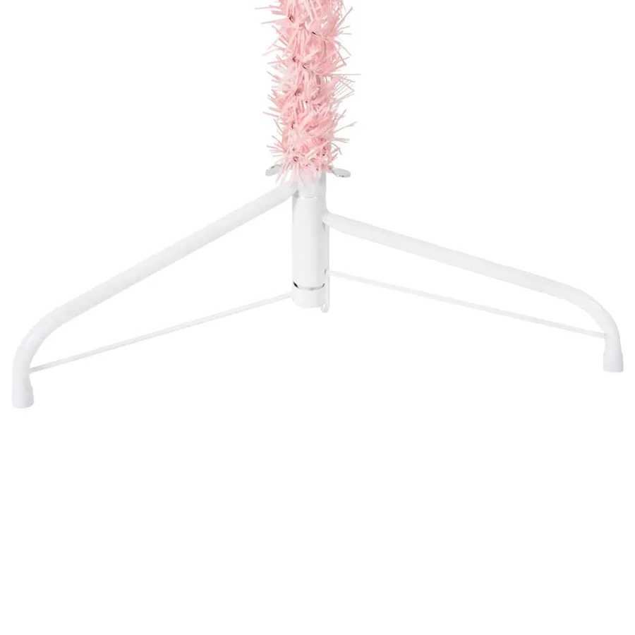 Demi sapin de Noël artificiel mince avec support Rose 210 cm - 6