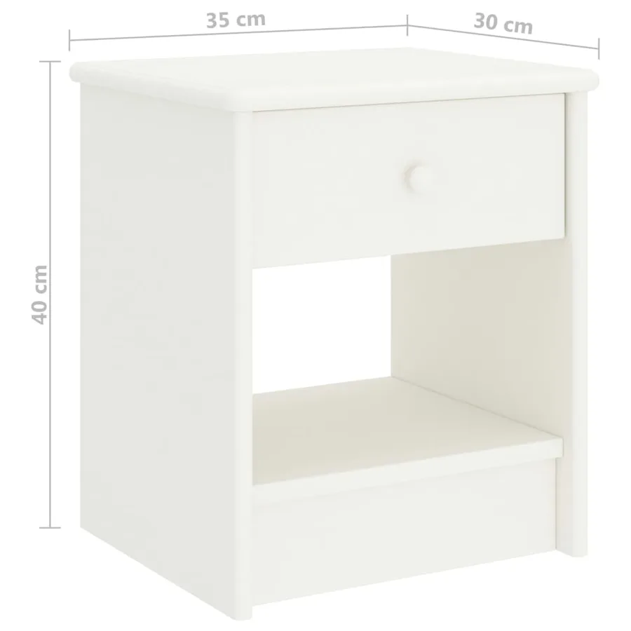 Table de chevet Blanc 35x30x40 cm Bois de pin massif - 6
