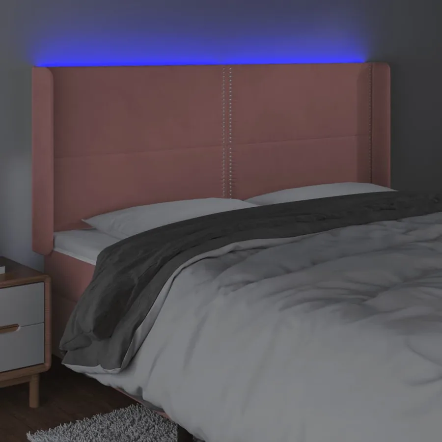 Tête de lit à LED Rose 203x16x118/128 cm Velours - 4