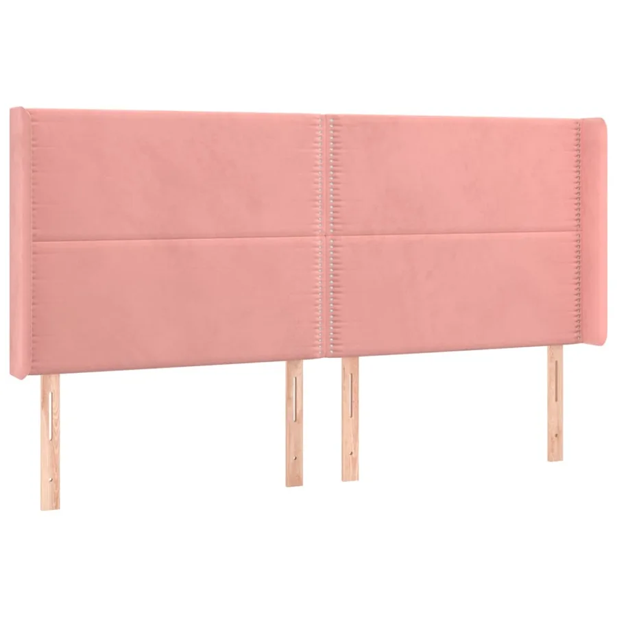 Tête de lit avec oreilles Rose 203x16x118/128 cm Velours - 2
