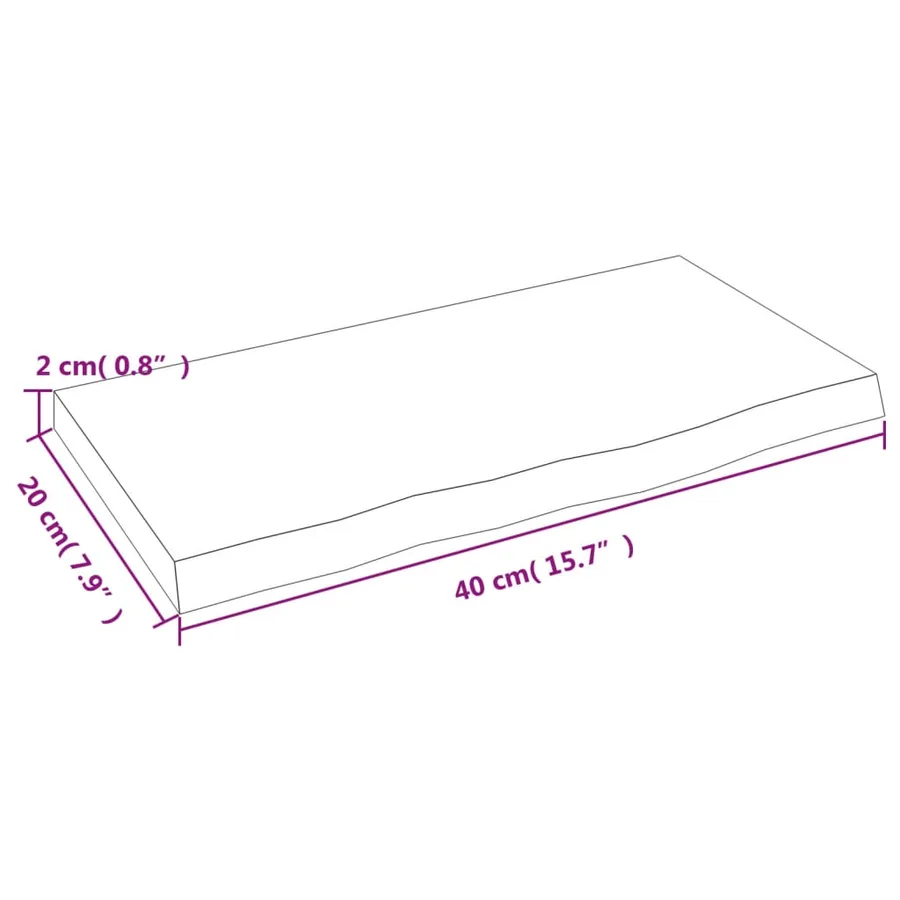 Étagère murale 40x20x2 cm bois de chêne massif non traité - 7
