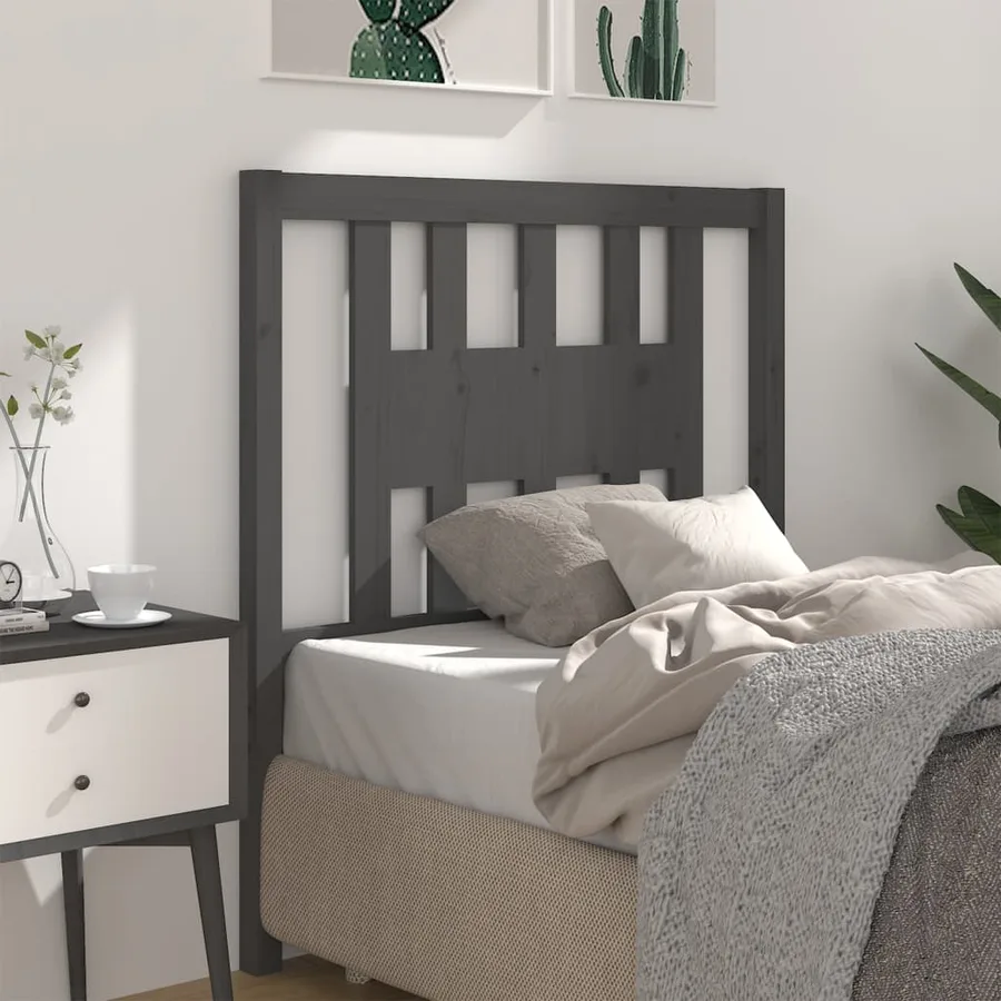 Tête de lit Gris 96x4x100 cm Bois massif de pin - 5