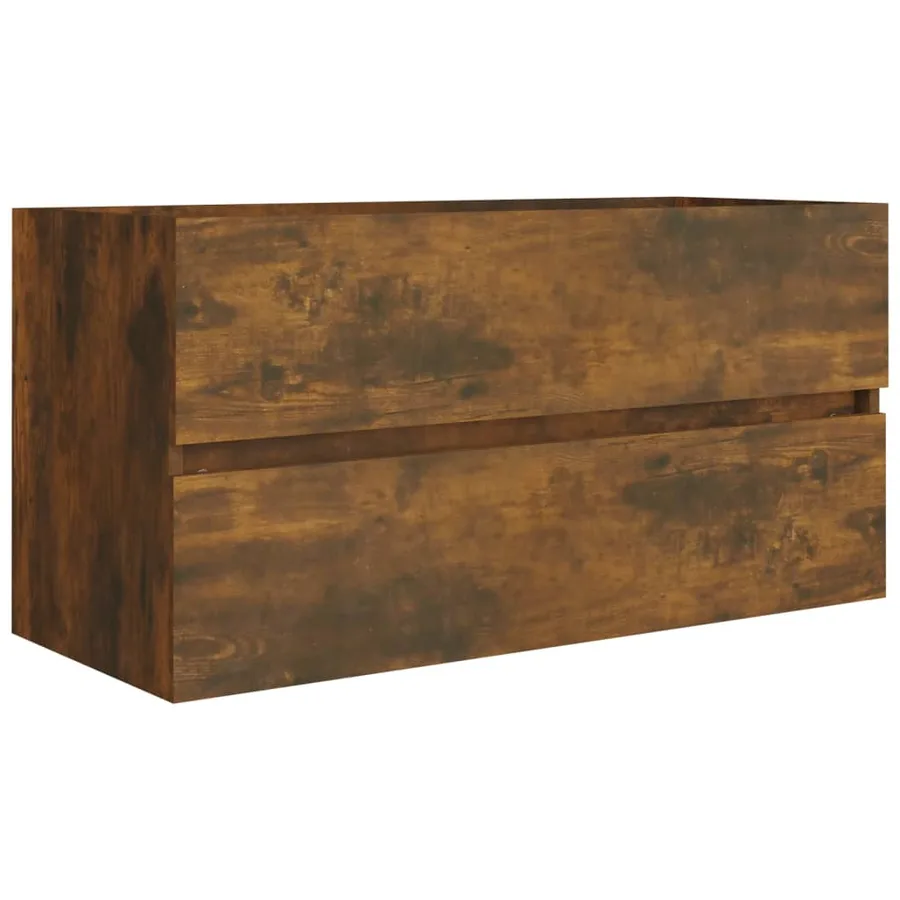 Armoire de lavabo Chêne fumé 90x38,5x45 cm Bois d'ingénierie - 2