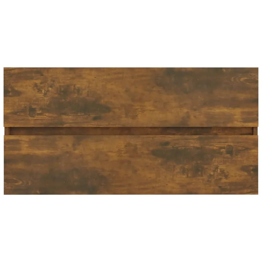 Armoire de lavabo Chêne fumé 90x38,5x45 cm Bois d'ingénierie - 7