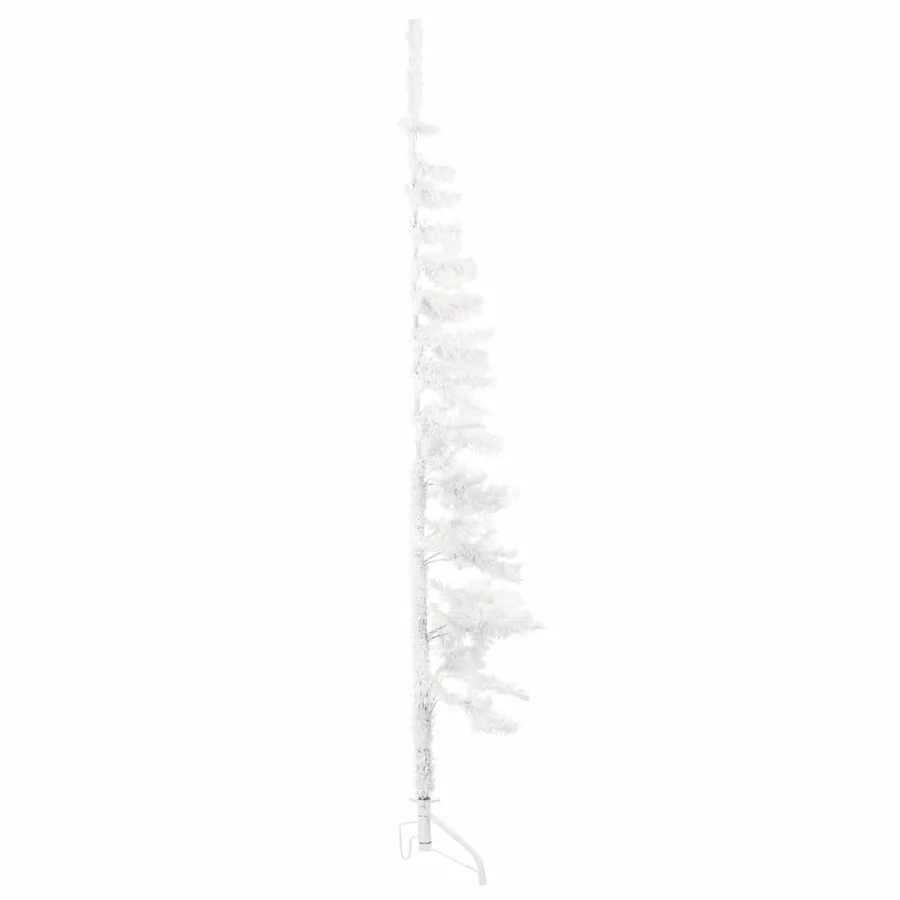 Demi sapin de Noël artificiel mince avec support Blanc 180 cm - 5