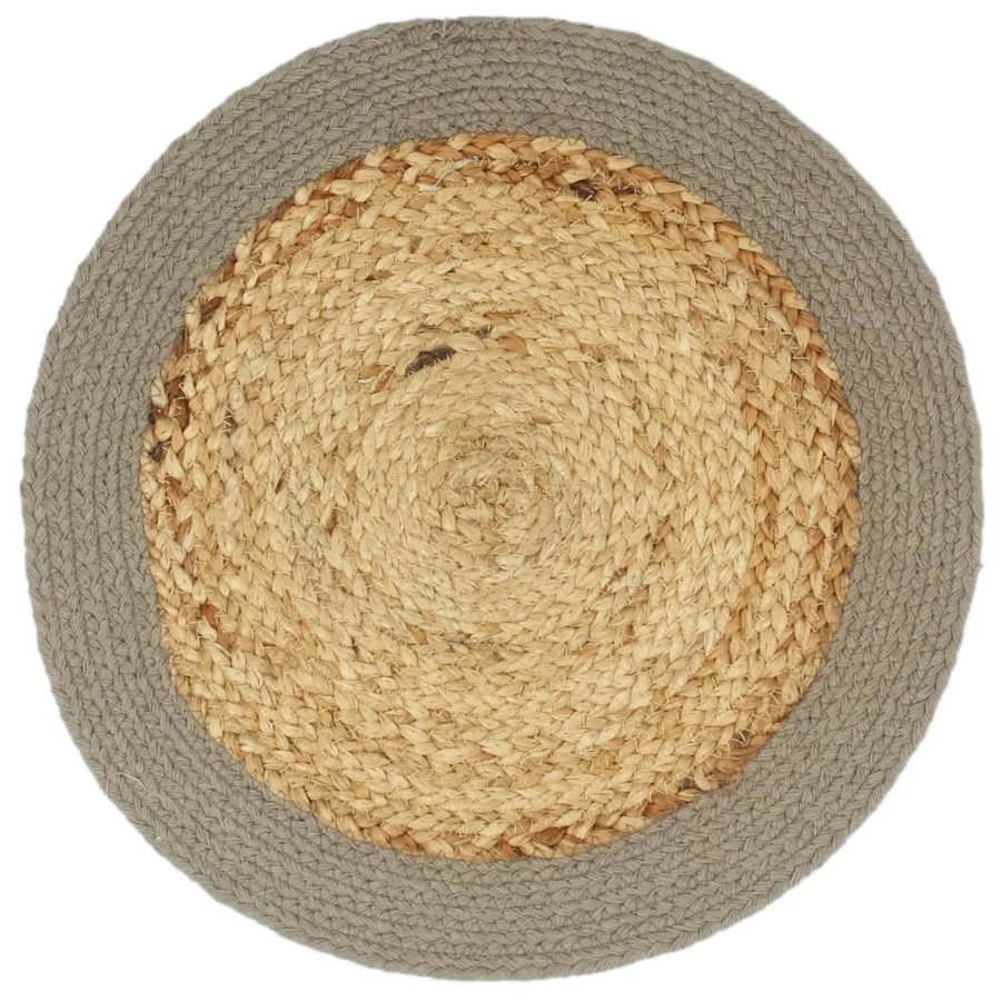 Napperons 4 pcs Naturel et gris 38 cm Jute et coton - 2