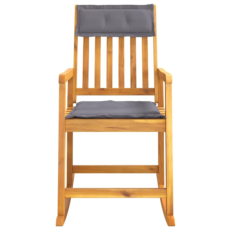 Chaise à bascule avec coussins bois massif d'acacia - 2
