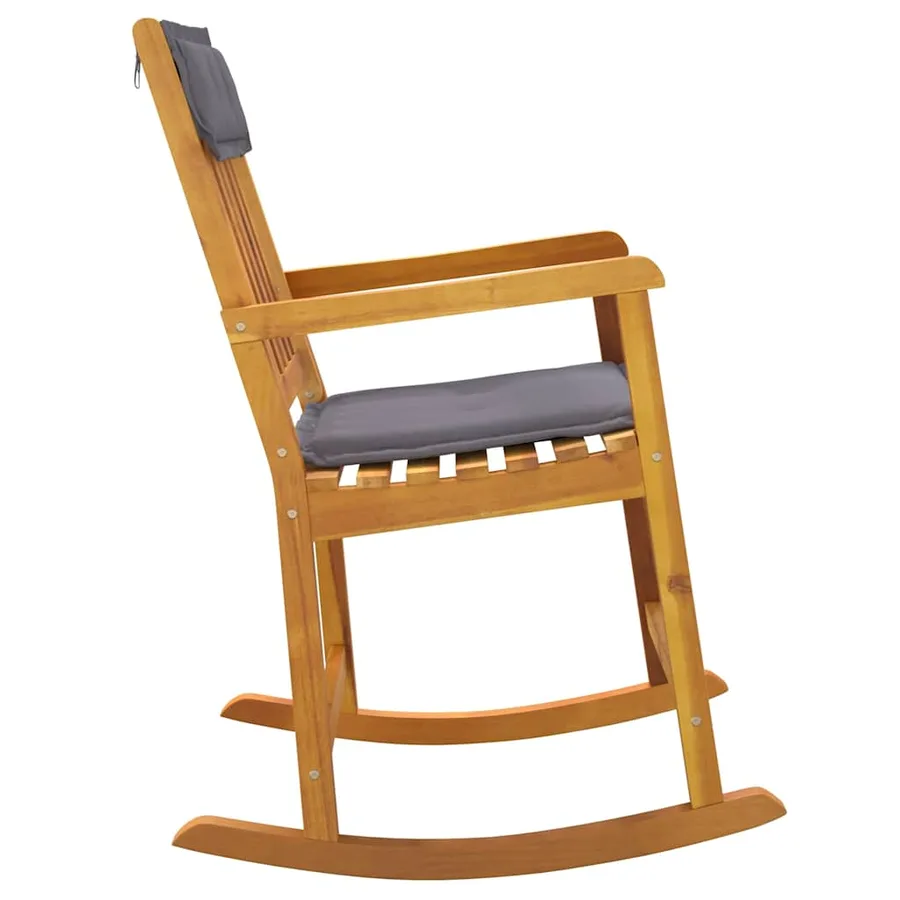Chaise à bascule avec coussins bois massif d'acacia - 3