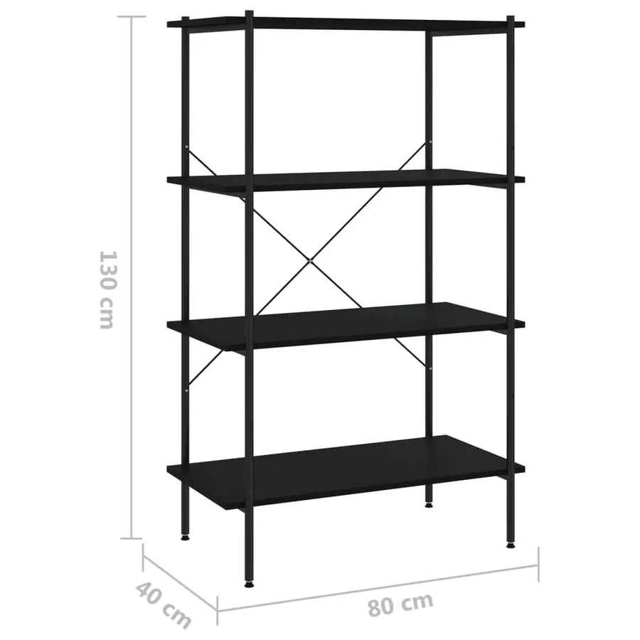 Étagère à 4 niveaux Noir 80x40x130 cm - 7