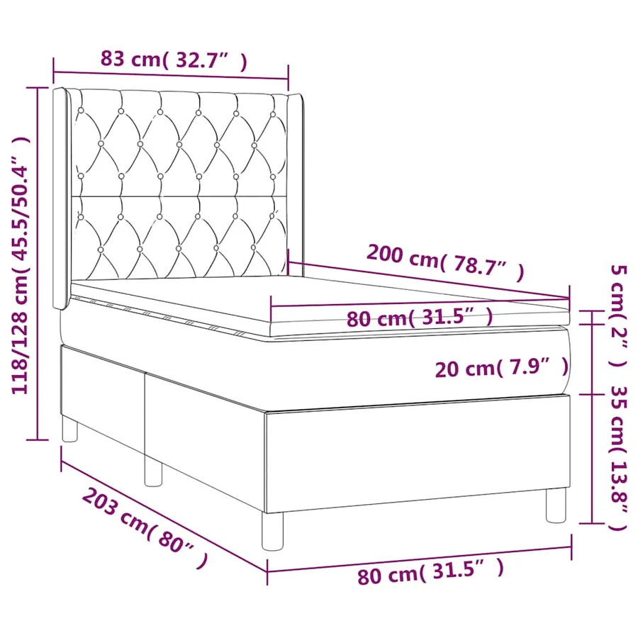 Sommier à lattes de lit matelas LED Bleu foncé 80x200cm Velours - 9