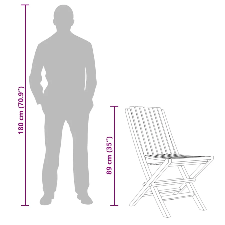 Chaises de jardin pliantes lot de 8 47x47x89cm bois massif teck - 6