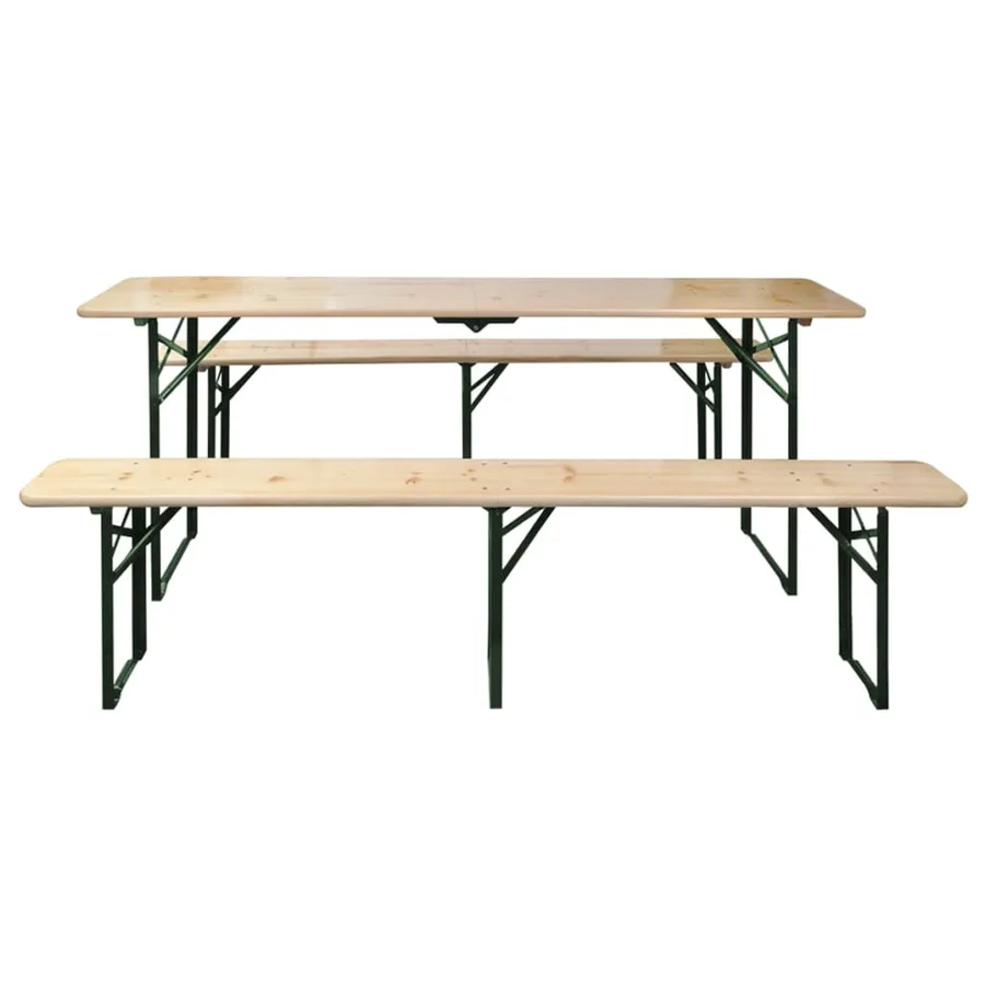 Table de brasserie pliable avec 2 bancs 220 cm Bois de sapin - 2