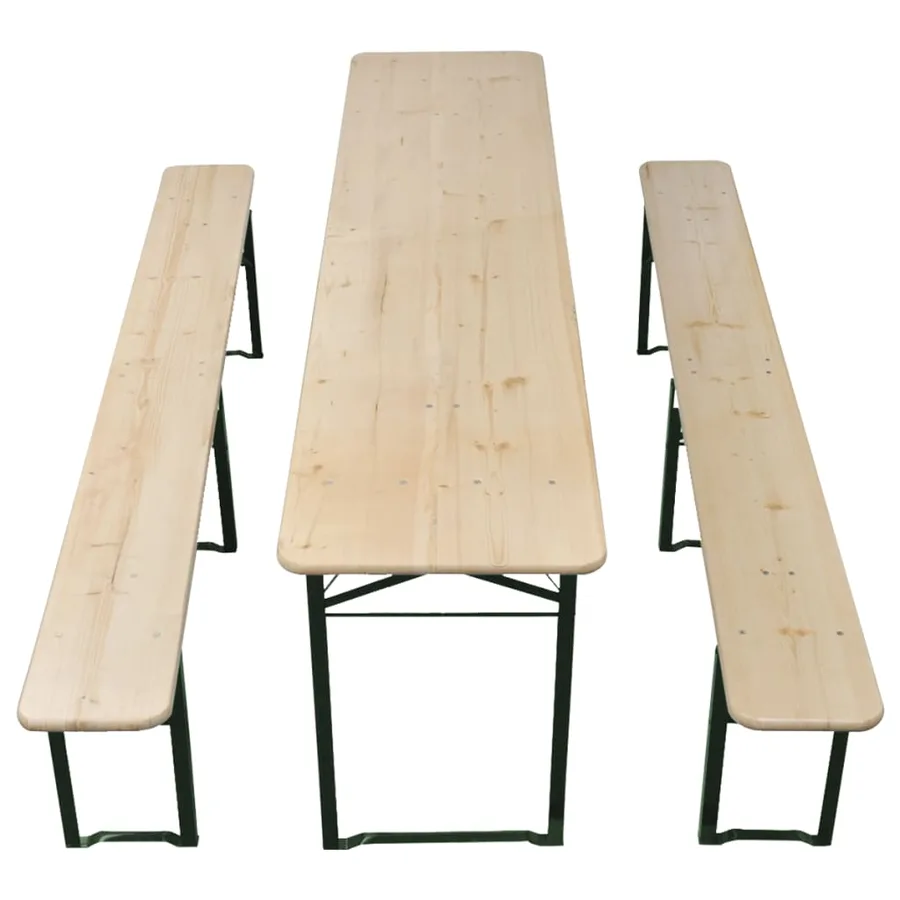 Table de brasserie pliable avec 2 bancs 220 cm Bois de sapin - 3