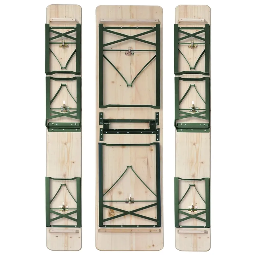 Table de brasserie pliable avec 2 bancs 220 cm Bois de sapin - 4