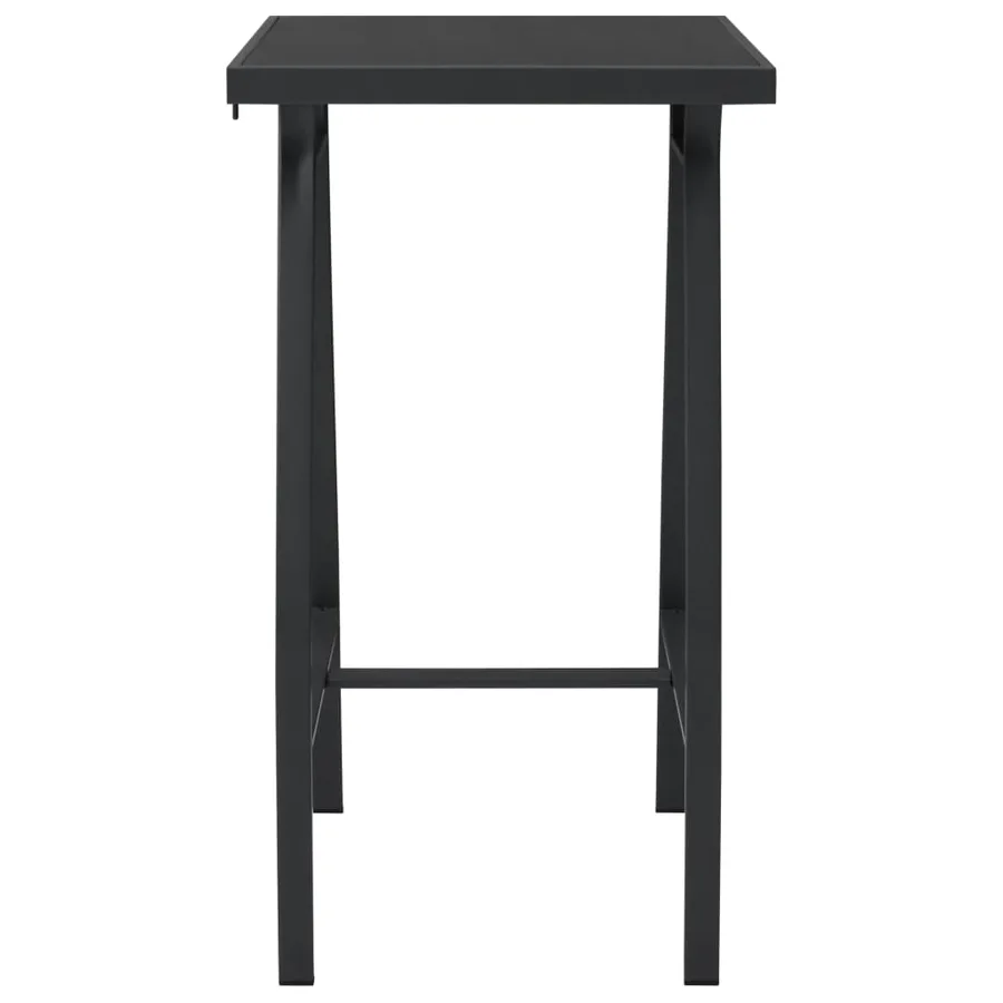 Table de bar de jardin Noir 60x60x110 cm Verre trempé - 2