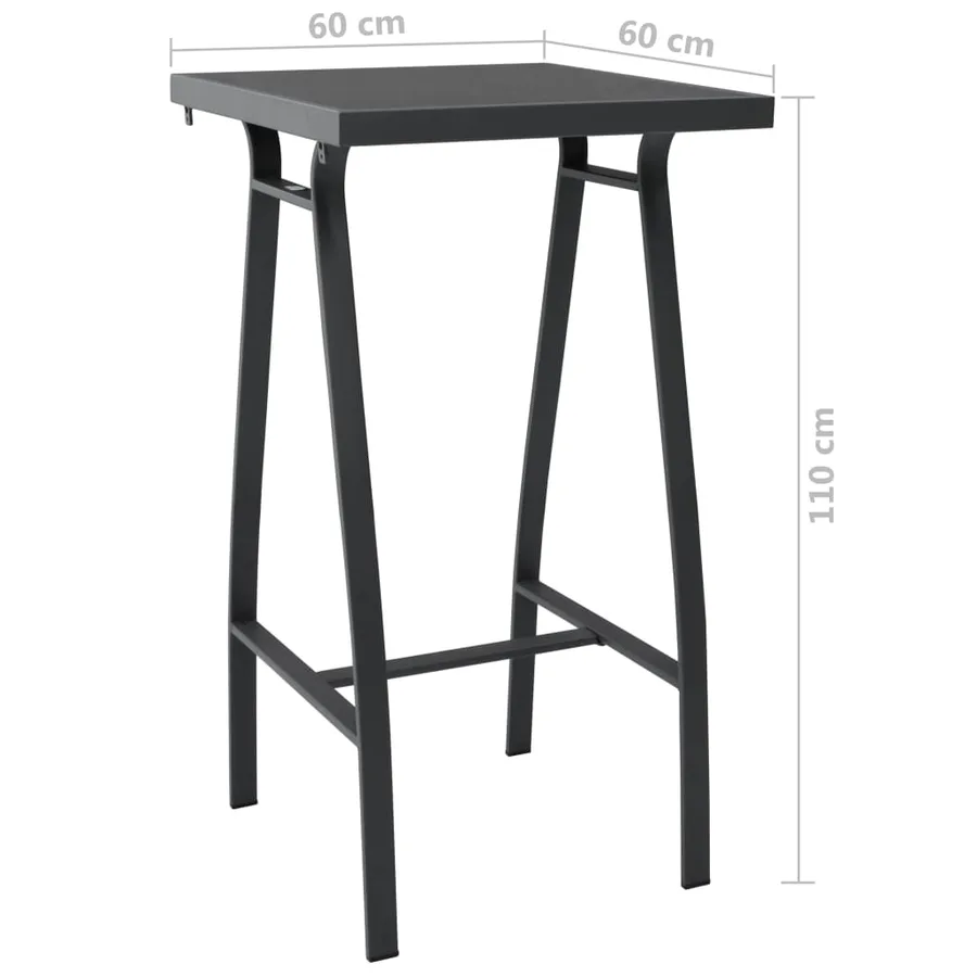 Table de bar de jardin Noir 60x60x110 cm Verre trempé - 5