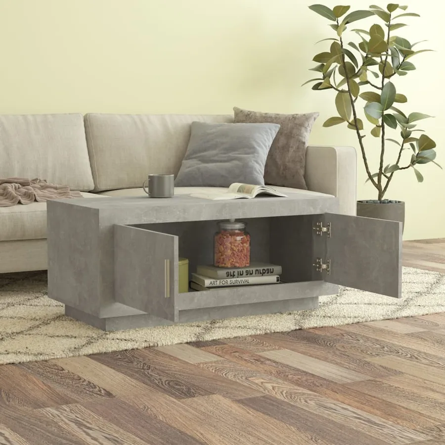 Table basse gris béton 102x50x45 cm bois d'ingénierie - 6