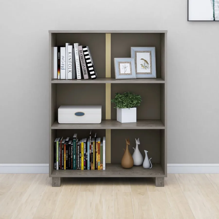 Bibliothèque HAMAR Gris clair 85x35x112 cm Bois de pin massif - 5