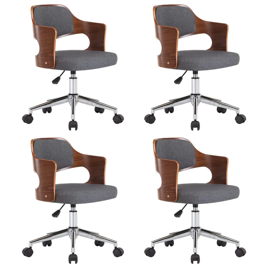 Chaises pivotantes à manger lot de 4 gris bois courbé et tissu - 2