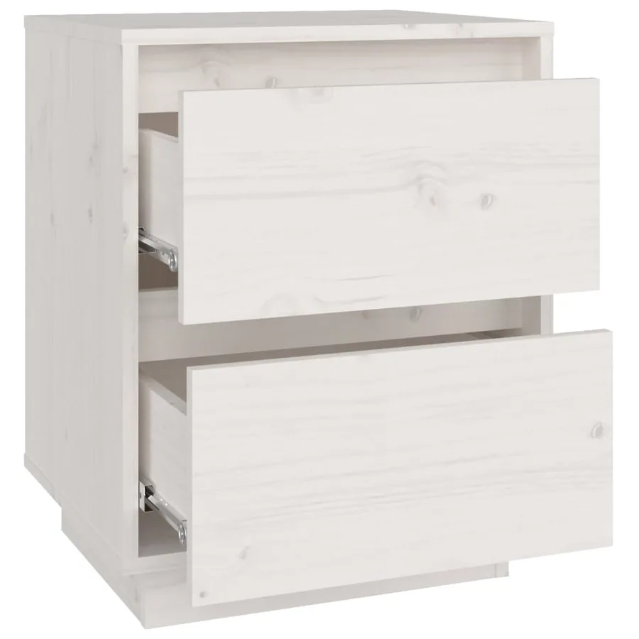 Tables de chevet 2 pcs Blanc 40x35x50 cm Bois de pin solide - 8
