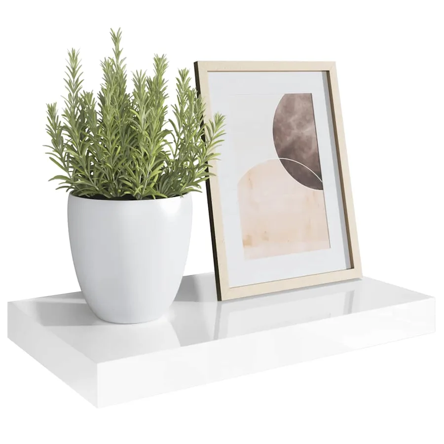 Étagère murale flottante Blanc brillant 40x23,5x3,8 cm MDF - 5