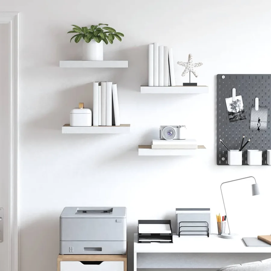 Étagères flottantes 4 pcs chêne et blanc 50x23,5x3,8 cm MDF - 3