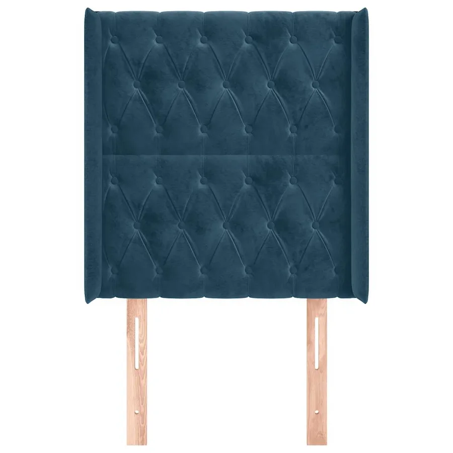 Tête de lit avec oreilles Bleu foncé 83x16x118/128 cm Velours - 3