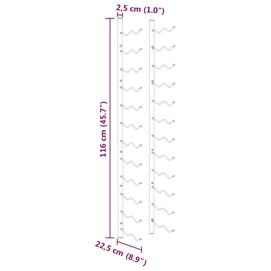 Casier à vin mural pour 24 bouteilles 2 pcs Blanc Fer - 10