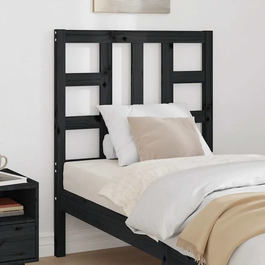 Tête de lit Noir 81x4x100 cm Bois massif de pin