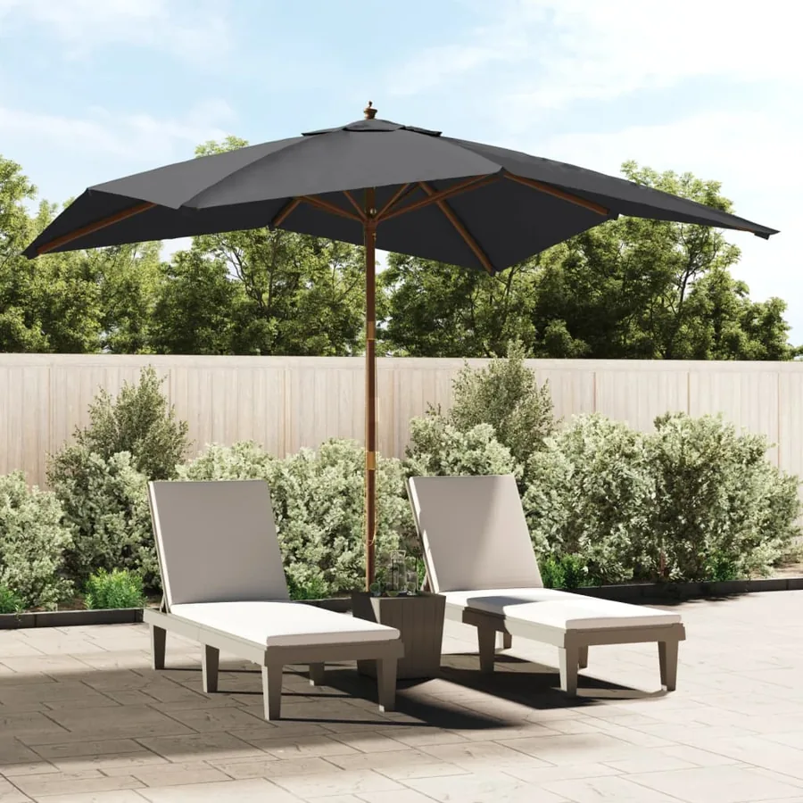 Parasol de jardin avec mât en bois noir 300x300x273 cm